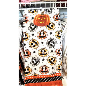 Colordrift Kitchen Towels Halloween Pumpkin Pattern Set of 2 Jack O Lantern